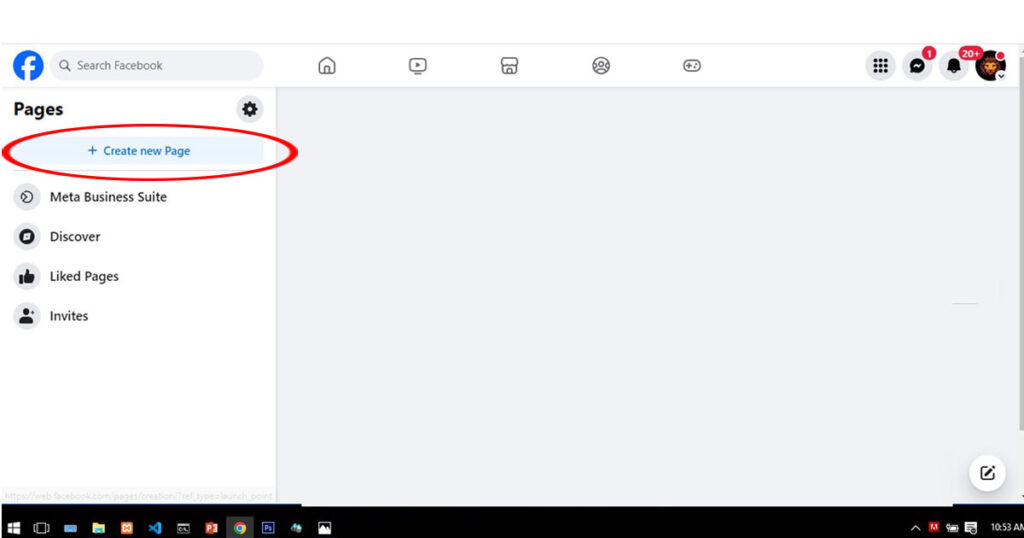 How to Create-Facebook Page on pc Step 2 of 1